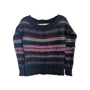 American Eagle Women Fair Isle Sweater M Wool Blend Vintage 2010s Nordic Cozy